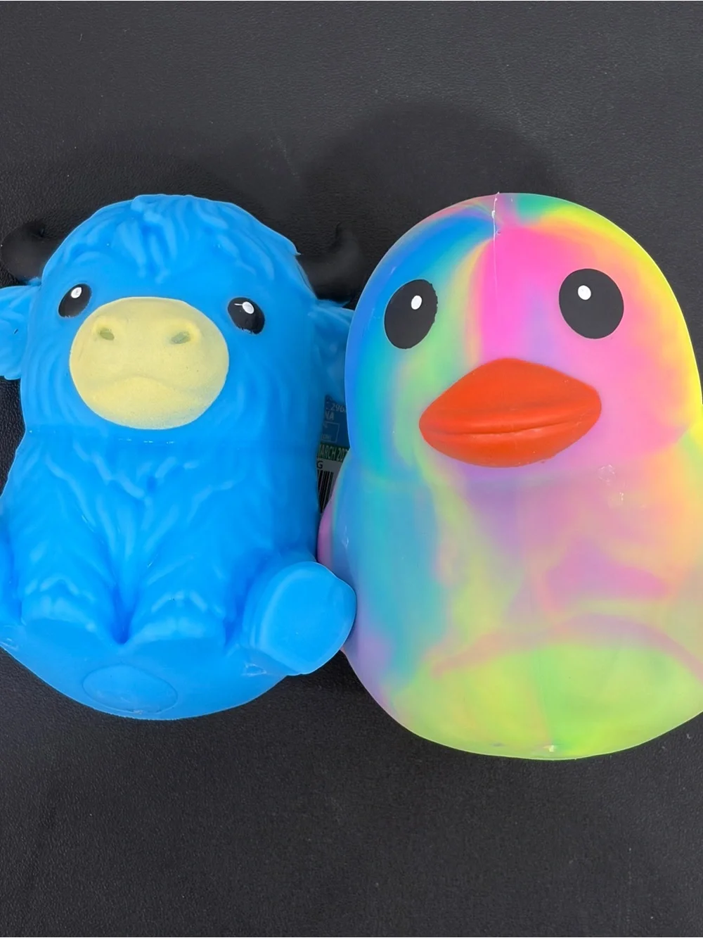 Squeezy Blue Cow & Tie-Dye Duck Squishy Toy New